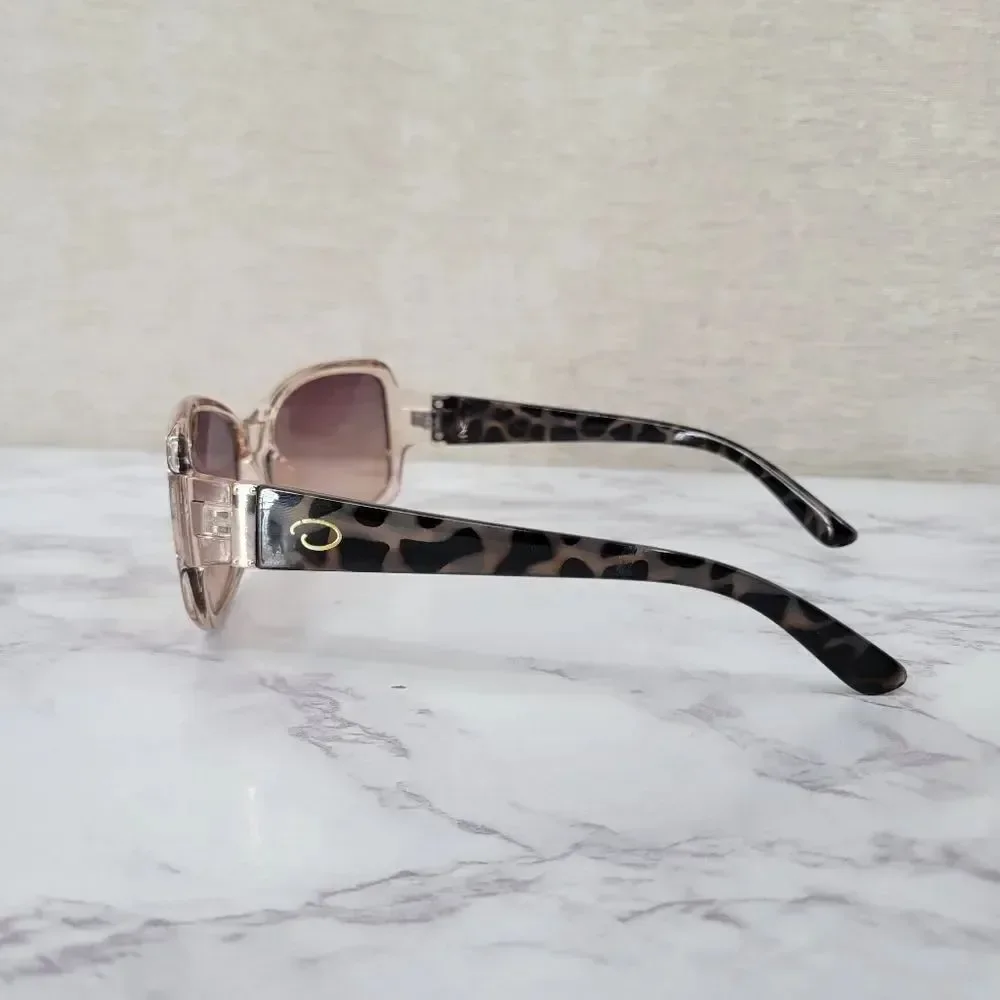 Oscar De La Renta Clear Peachy Pink Frame Sunglasses with Tortoise Arms